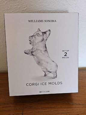 New in box Williams Sonoma White Corgi Ice Molds 2 3D silicone molds
